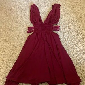 Express cutout maroon dress